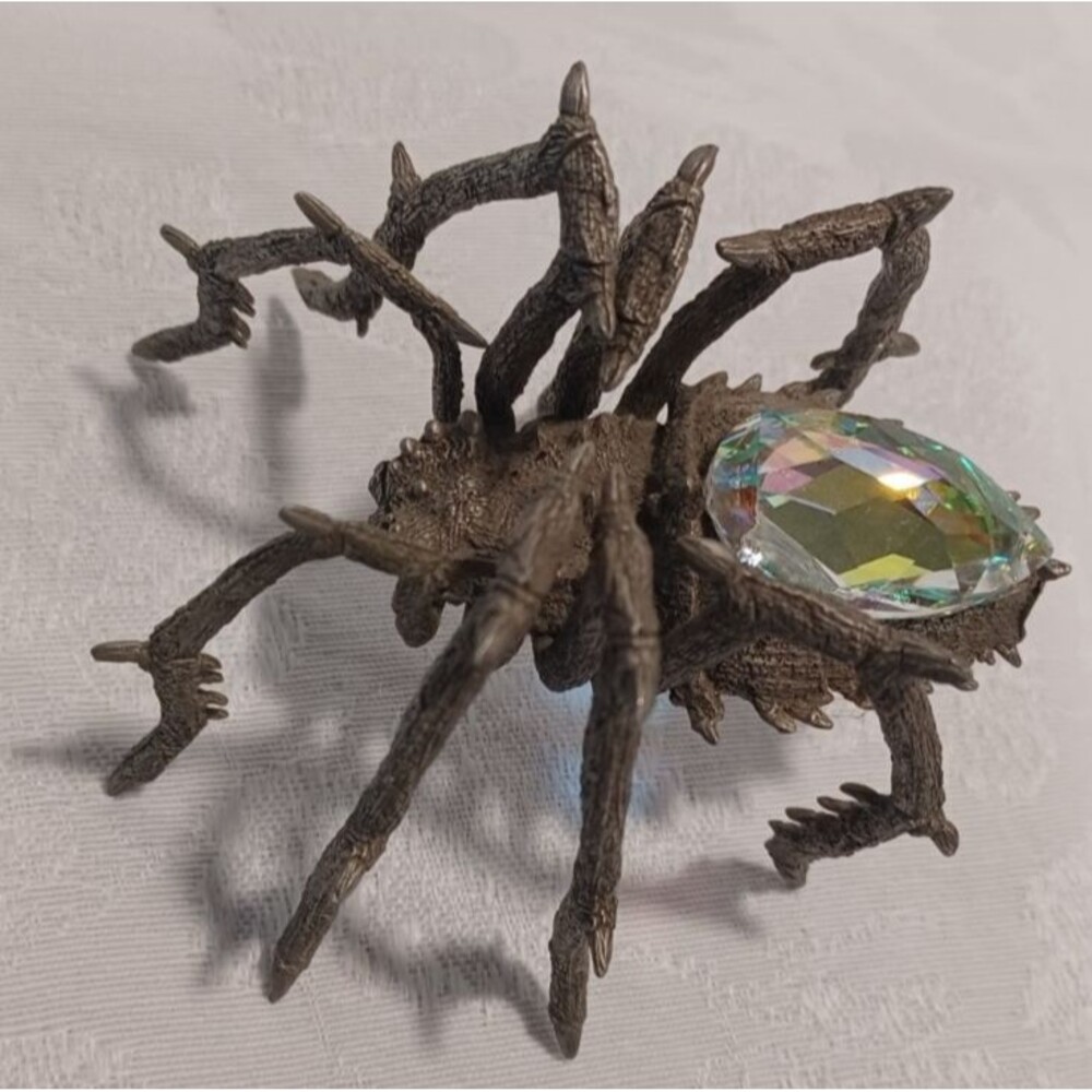 1998 RAWCLIFFE PEWTER JEWELED SPIDER - FANTASY - MADE IN USA